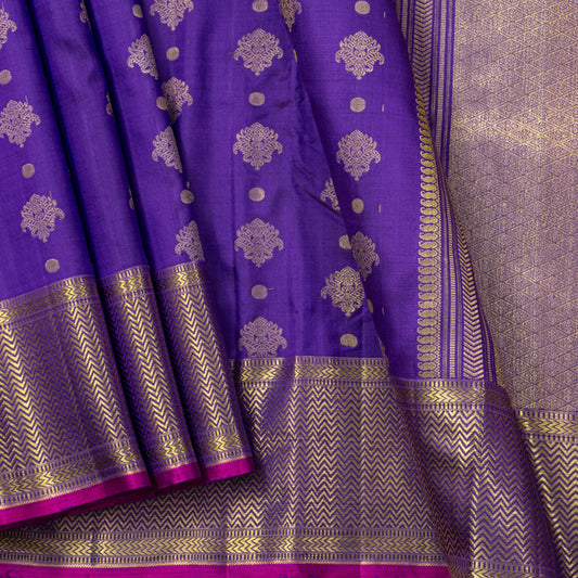 Violet Kanchipuram Silk Saree For Wedding Wear PV NYC 1766