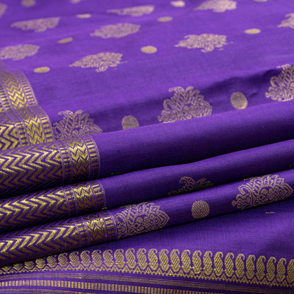 Violet Kanchipuram Silk Saree For Wedding Wear PV NYC 1766