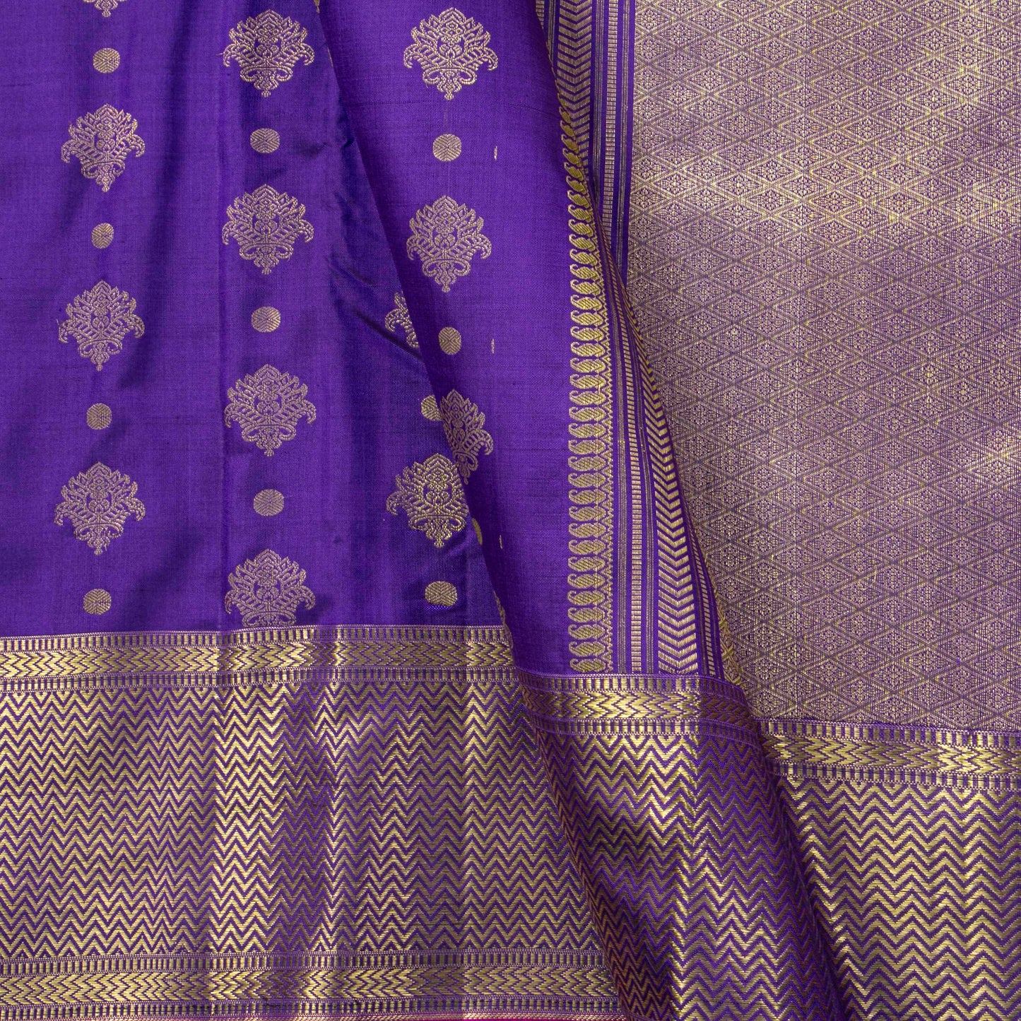 Violet Kanchipuram Silk Saree For Wedding Wear PV NYC 1766