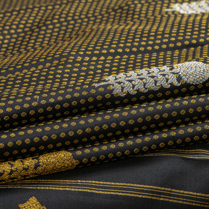 Black And Mauve Kanchipuram Silk Saree Borderless For Festive Wear PV NYC 2061