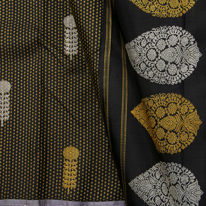 Black And Mauve Kanchipuram Silk Saree Borderless For Festive Wear PV NYC 2061