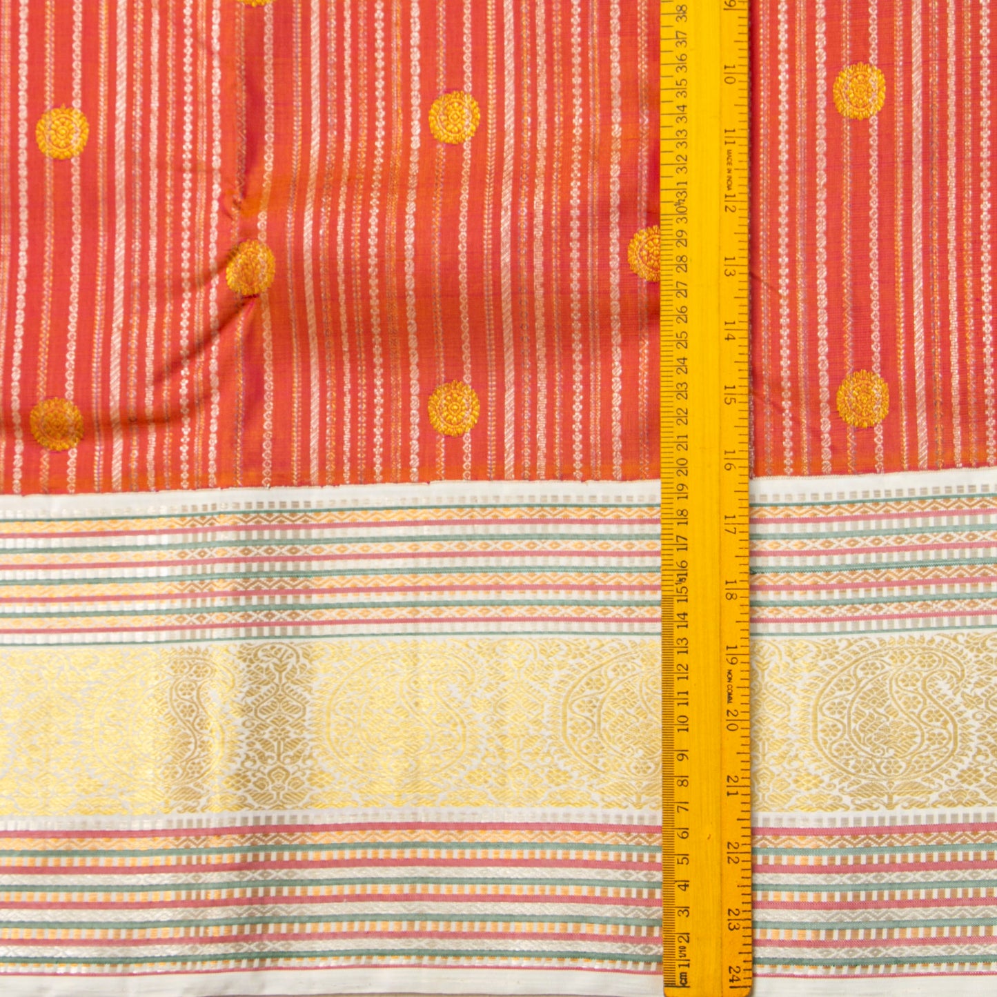 Orange And Off White Kanchipuram Silk Saree For Wedding Wear PV NYC 2063