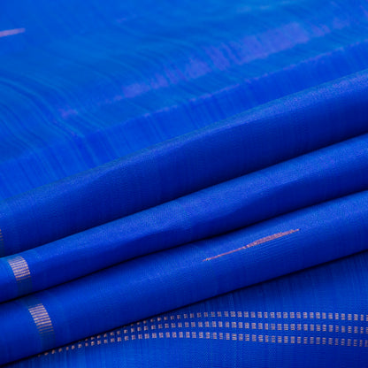 Blue Kanchipuram Borderless Silk Saree Handwoven Pure Silk Pure Zari For Festive Wear PV GTA 102