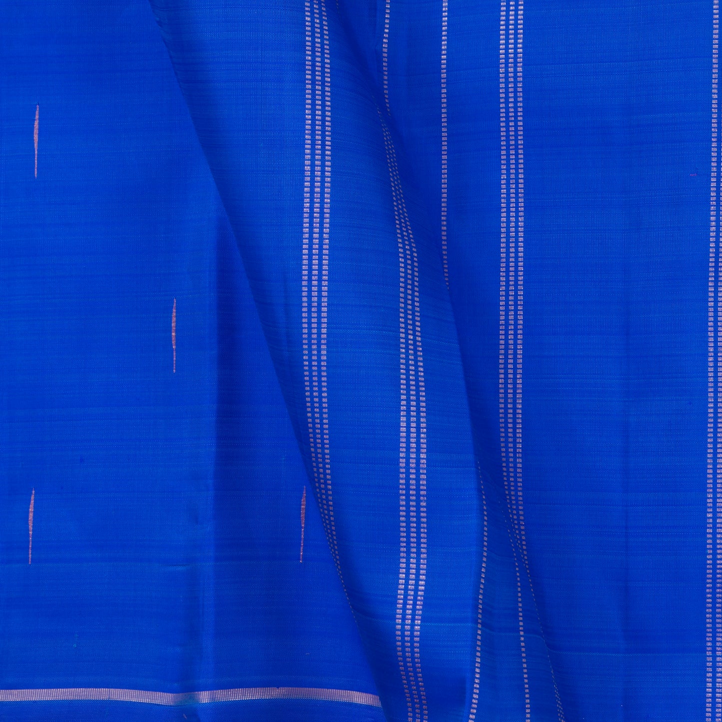 Blue Kanchipuram Borderless Silk Saree Handwoven Pure Silk Pure Zari For Festive Wear PV GTA 102