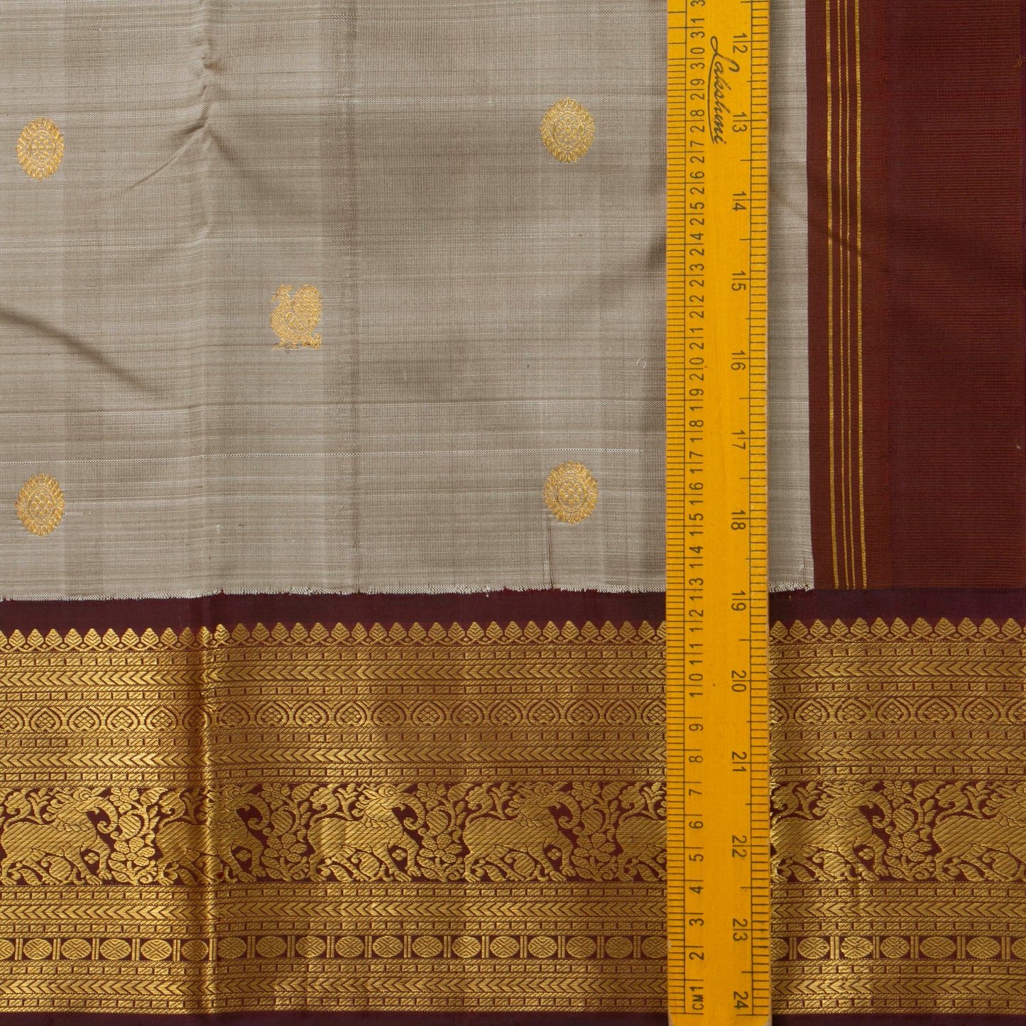 Grey And Brown Handwoven Pure Silk Pure Zari For Festive Wear PV J 3289