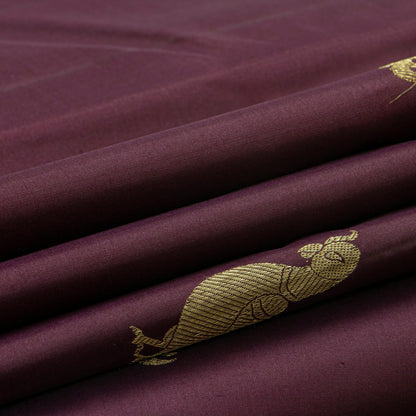 Brown Kanchipuram Silk Saree Borderless For Festive Wear PV 2064