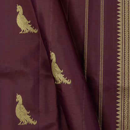 Brown Kanchipuram Silk Saree Borderless For Festive Wear PV 2064