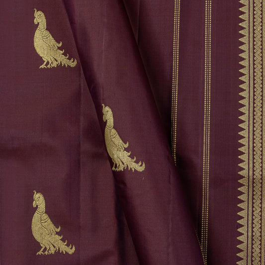 Brown Kanchipuram Silk Saree Borderless For Festive Wear PV 2064