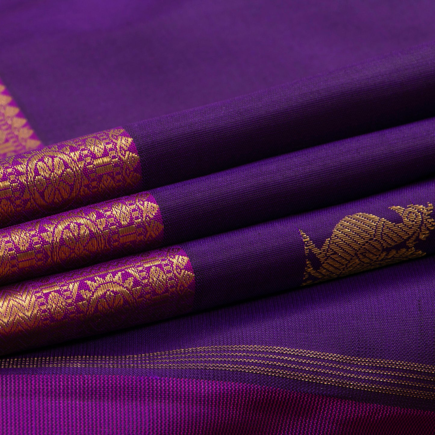 Purple And Magenta Kanchipuram Silk Saree Handwoven Pure Silk Pure Zari For Festive Wear PV GTA 98