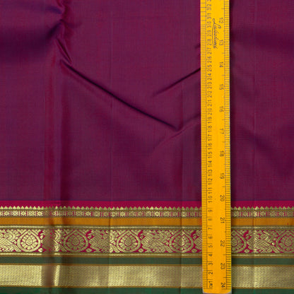 Magenta And Pink Kanchipuram Silk Saree With Medium Border Handwoven Pure Silk For Festive Wear PV J 4504