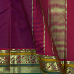 Magenta And Pink Kanchipuram Silk Saree With Medium Border Handwoven Pure Silk For Festive Wear PV J 4504