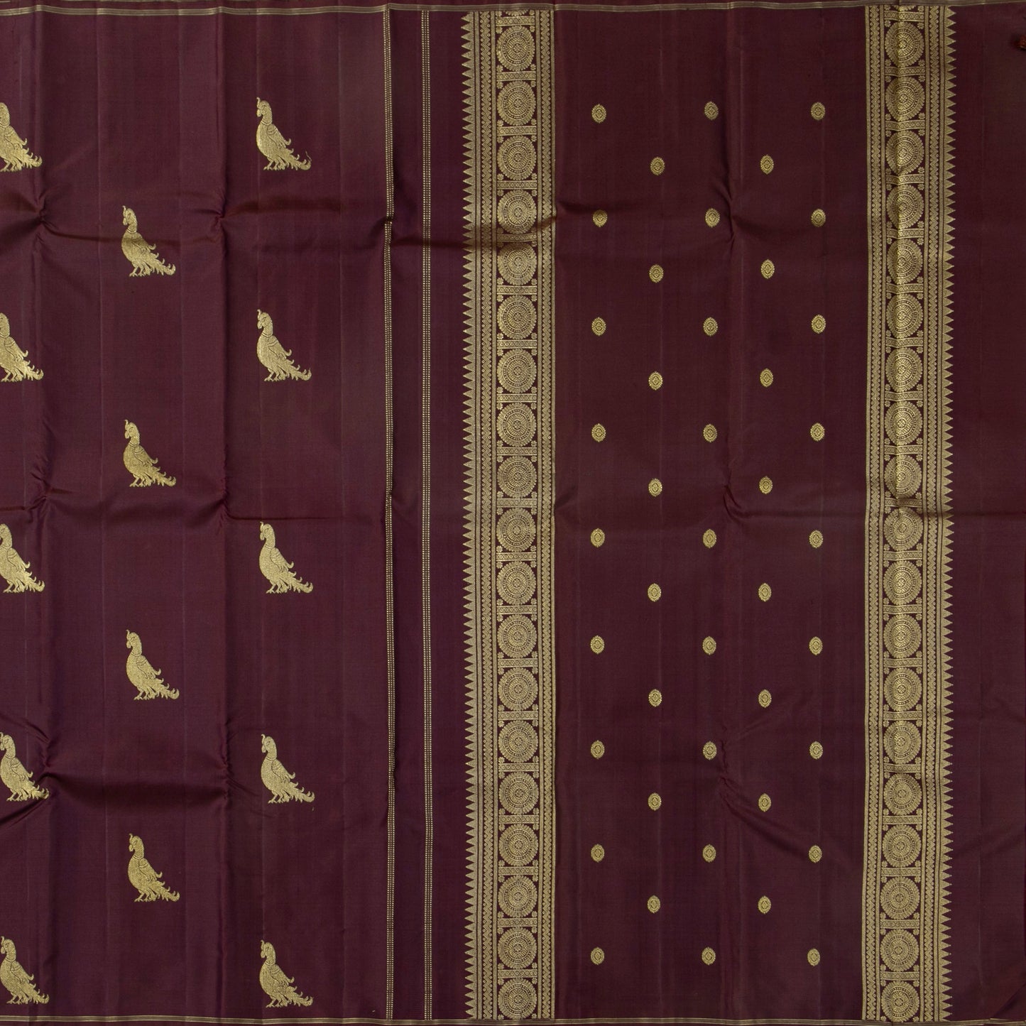 Brown Kanchipuram Silk Saree Borderless For Festive Wear PV 2064