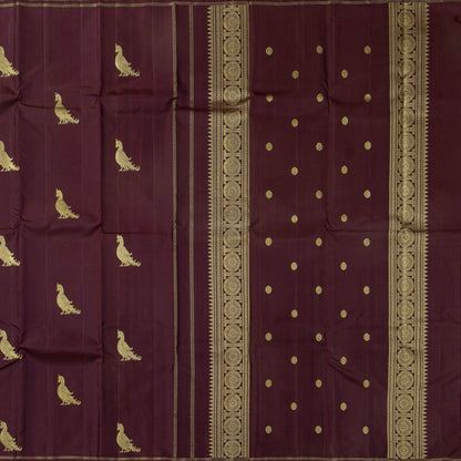 Brown Kanchipuram Silk Saree Borderless For Festive Wear PV 2064