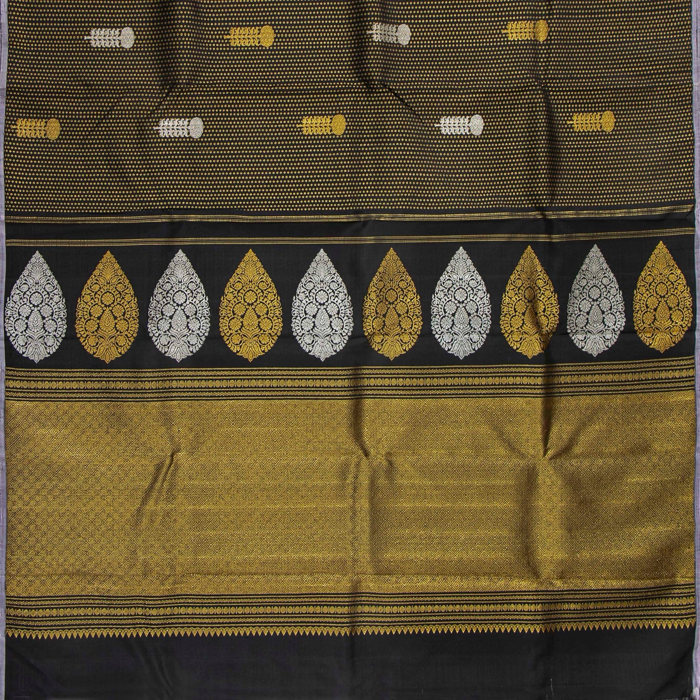 Black And Mauve Kanchipuram Silk Saree Borderless For Festive Wear PV NYC 2061