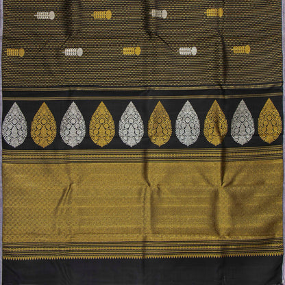 Black And Mauve Kanchipuram Silk Saree Borderless For Festive Wear PV NYC 2061