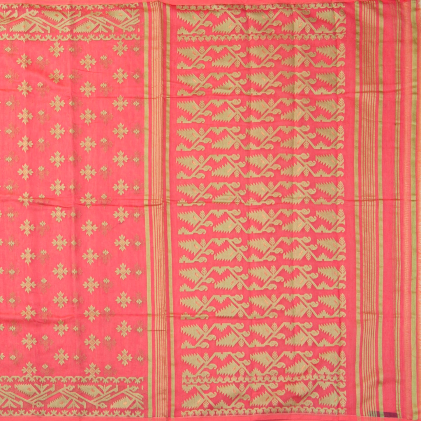 Peach Dhakai Jamdani Mulmul Silk Saree For Party Wear PV MJ 142
