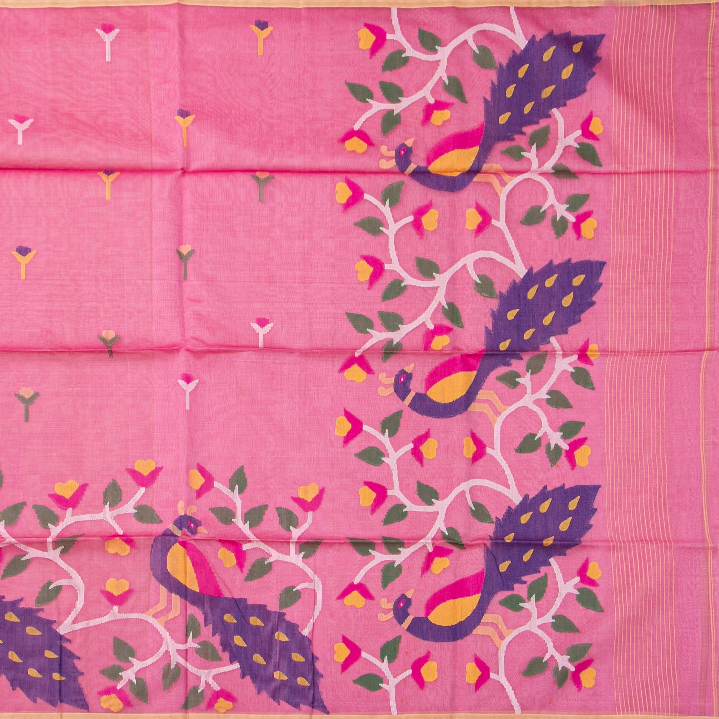 Pink Dhakai Jamdani Mulmul Silk Saree For Party Wear PV MJ 154