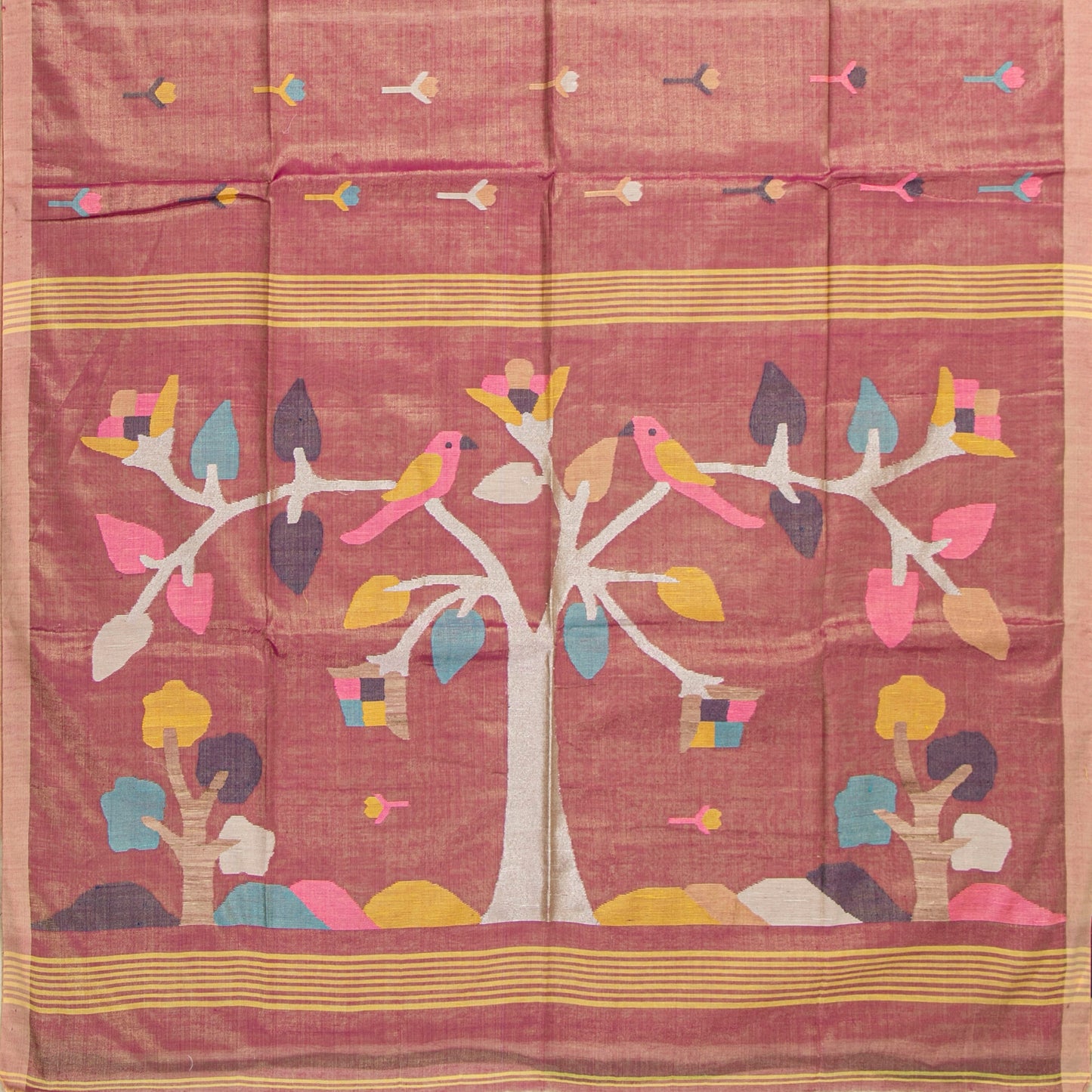 Pink Dhakai Jamdani Tissue Mulmul Saree For Party Wear PV MJ 157