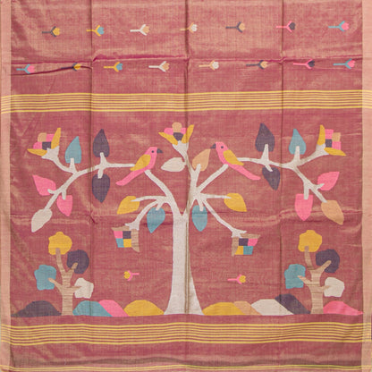 Pink Dhakai Jamdani Tissue Mulmul Saree For Party Wear PV MJ 157