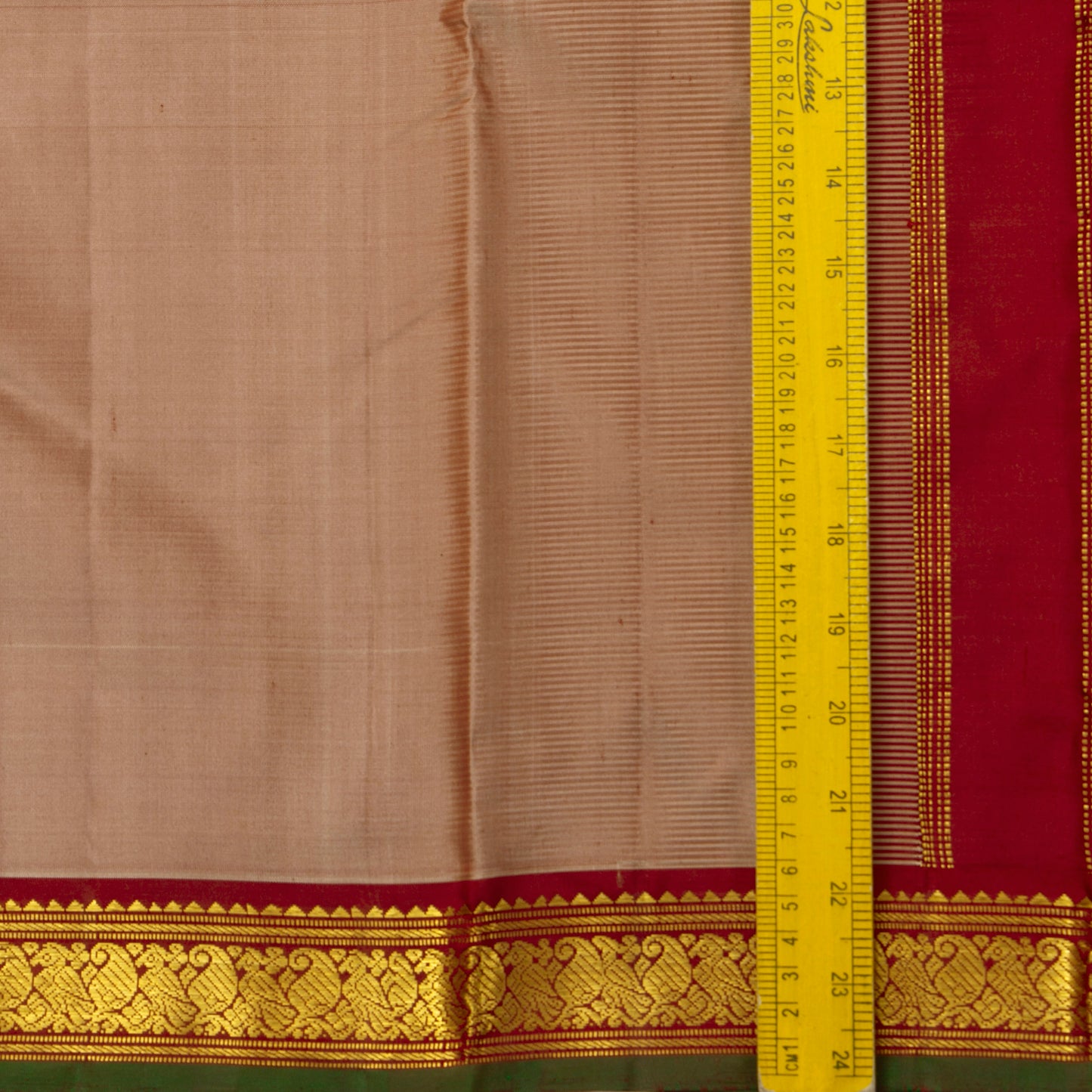 Beige And Maroon Kanchipuram Silk Saree With Small Border Handwoven Pure Silk For Festive Wear PV J 4503