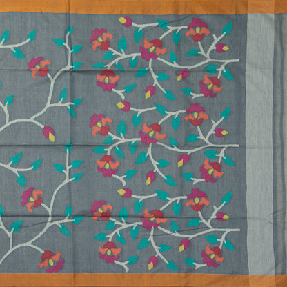 Grey Dhakai Jamdani Mulmul Silk Saree For Party Wear PV MJ 156