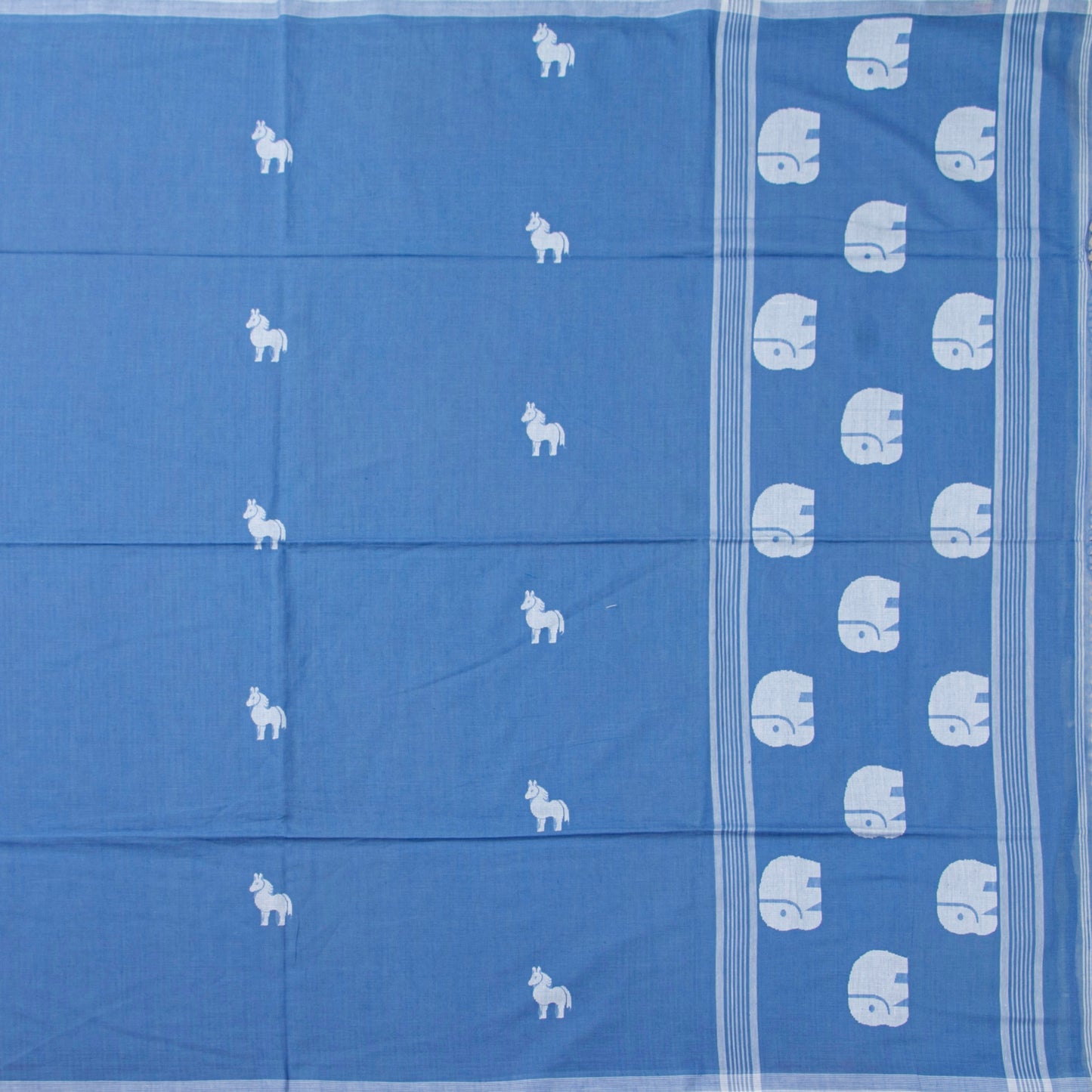 Blue Dhakai Jamdani Khadi Mulmul Saree For Party Wear PV MJ 160