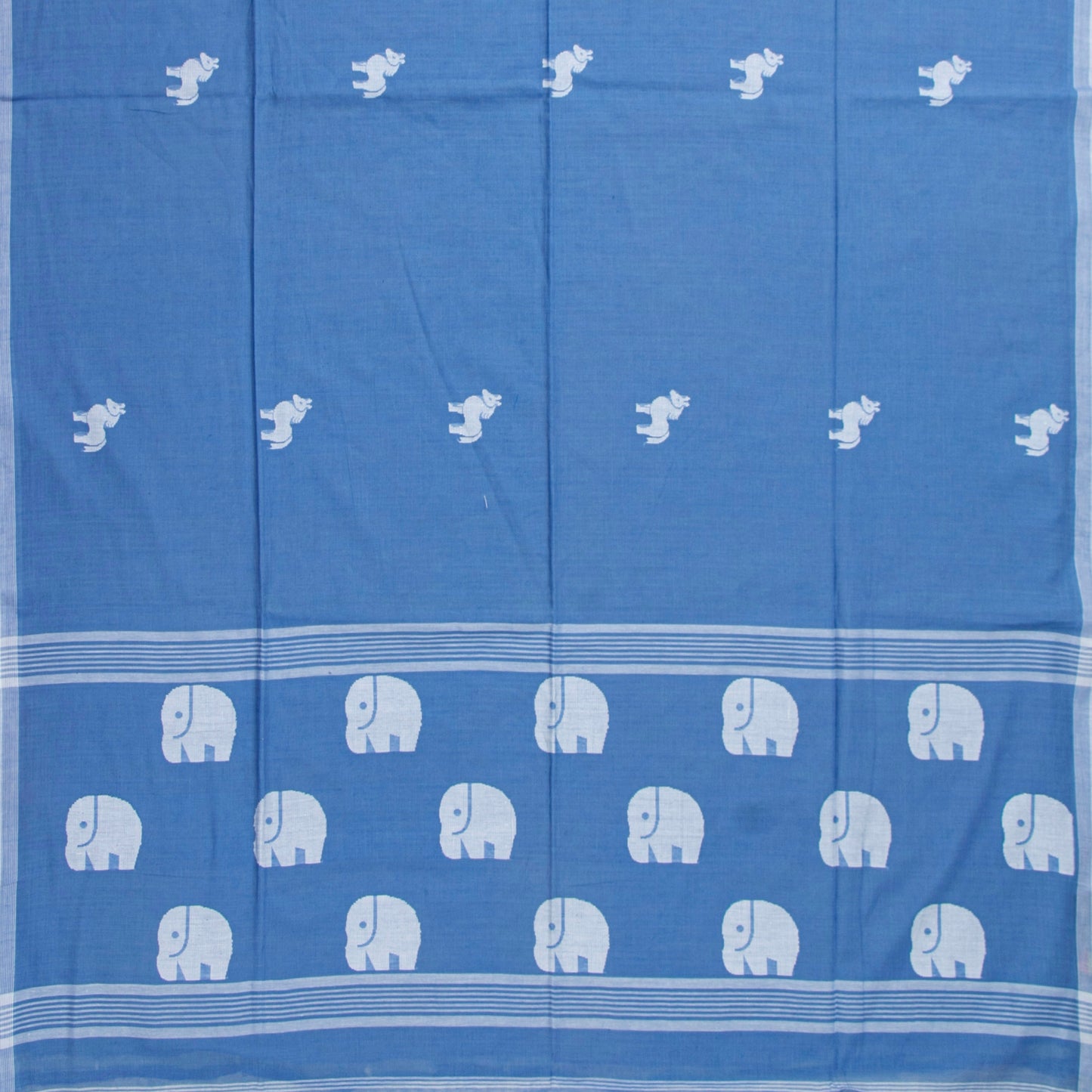 Blue Dhakai Jamdani Khadi Mulmul Saree For Party Wear PV MJ 160