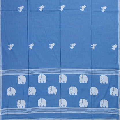 Blue Dhakai Jamdani Khadi Mulmul Saree For Party Wear PV MJ 160
