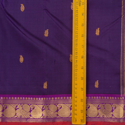 Purple And Magenta Kanchipuram Silk Saree With Small Border Handwoven Pure Silk For Festive Wear PV J 4505