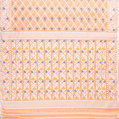 Peach Dhakai Jamdani Muslin Silk Saree For Party Wear PV MJ 150