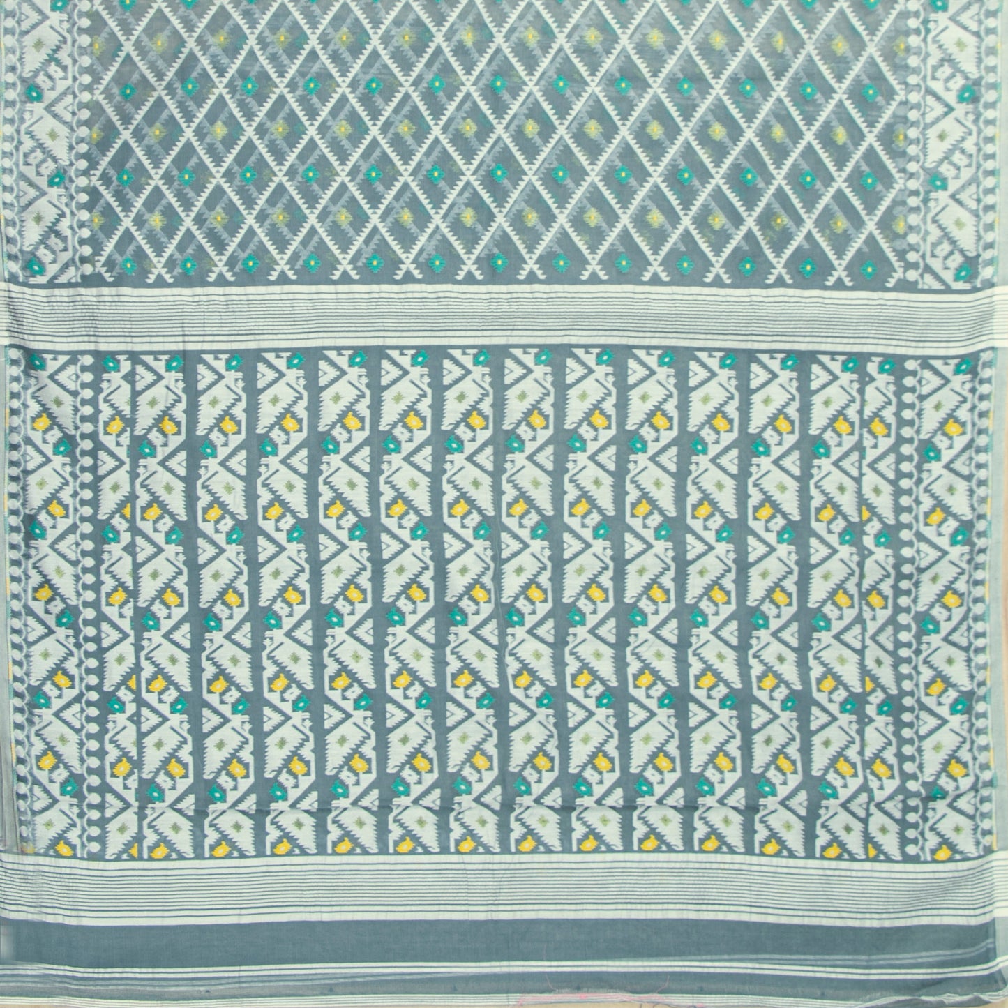 Grey Dhakai Jamdani Muslin Silk Saree For Party Wear PV MJ 149