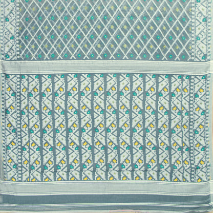 Grey Dhakai Jamdani Muslin Silk Saree For Party Wear PV MJ 149