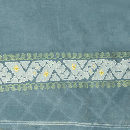 Grey Dhakai Jamdani Muslin Silk Saree For Party Wear PV MJ 149