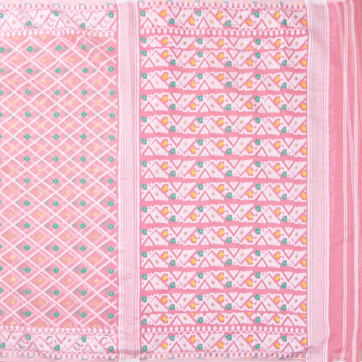 Pink Dhakai Jamdani Muslin Silk Saree For Party Wear PV MJ 147