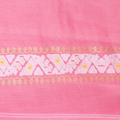 Pink Dhakai Jamdani Muslin Silk Saree For Party Wear PV MJ 147