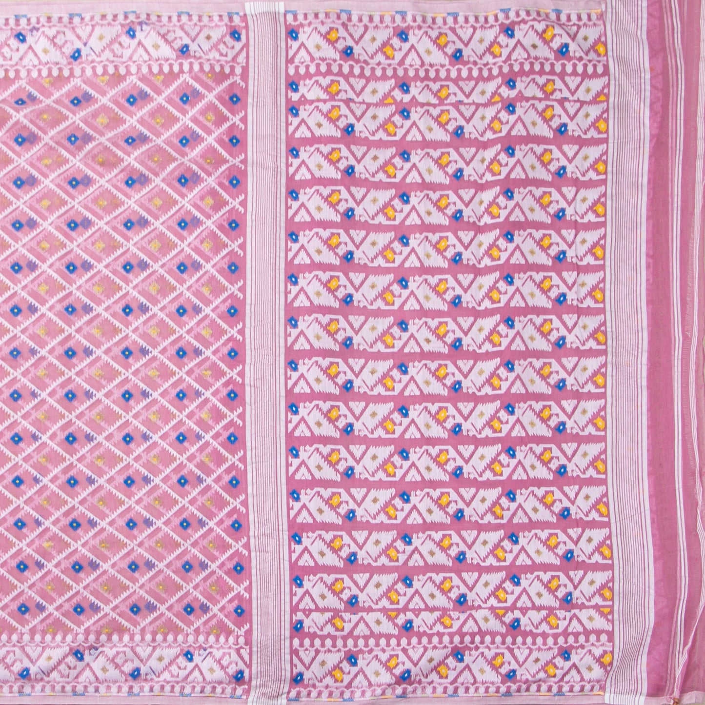 Pink Dhakai Jamdani Muslin Silk Saree For Party Wear PV MJ 146 - Dhakai Jamdhani - Panjavarnam PV MJ 146