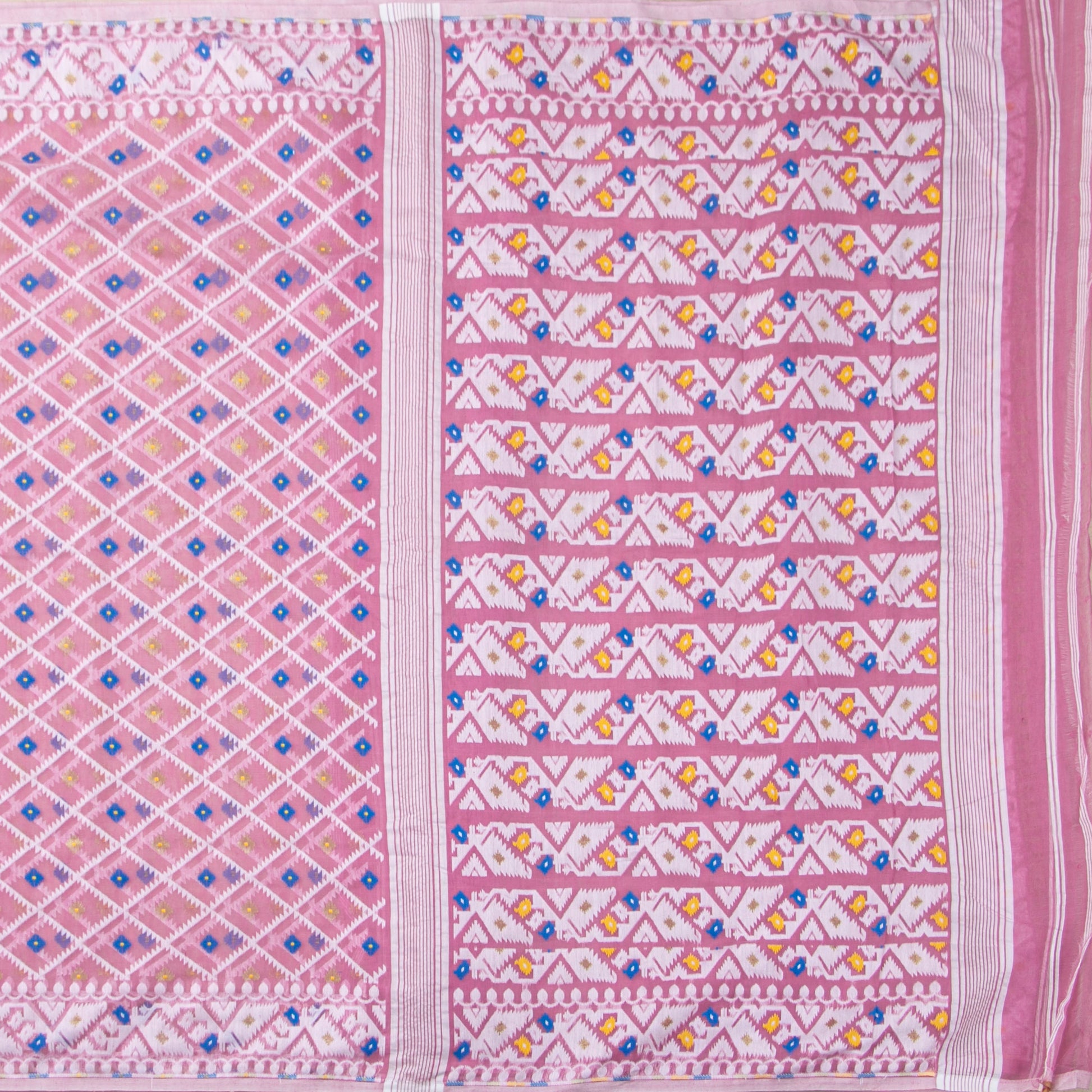 Pink Dhakai Jamdani Muslin Silk Saree For Party Wear PV MJ 146 - Dhakai Jamdhani - Panjavarnam PV MJ 146