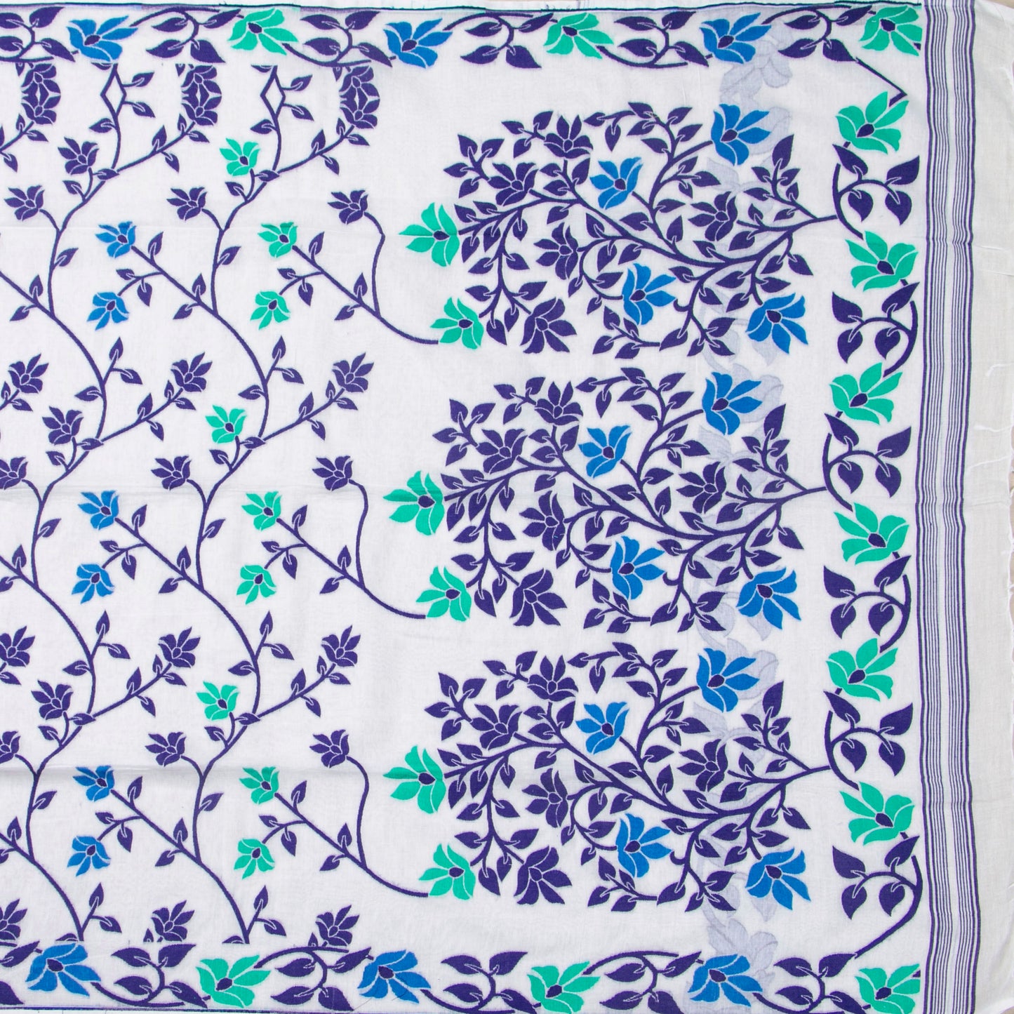 White Dhakai Jamdani Mulmul Silk Saree For Party Wear PV MJ 145