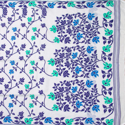 White Dhakai Jamdani Mulmul Silk Saree For Party Wear PV MJ 145