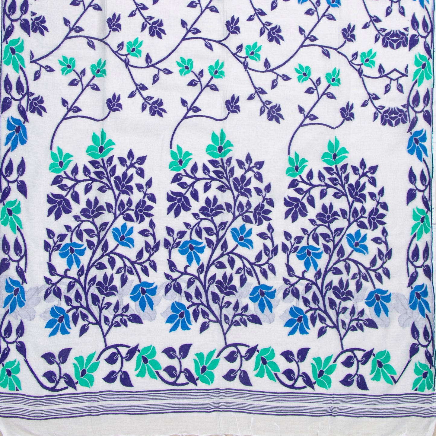 White Dhakai Jamdani Mulmul Silk Saree For Party Wear PV MJ 145