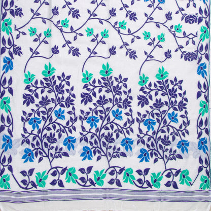 White Dhakai Jamdani Mulmul Silk Saree For Party Wear PV MJ 145