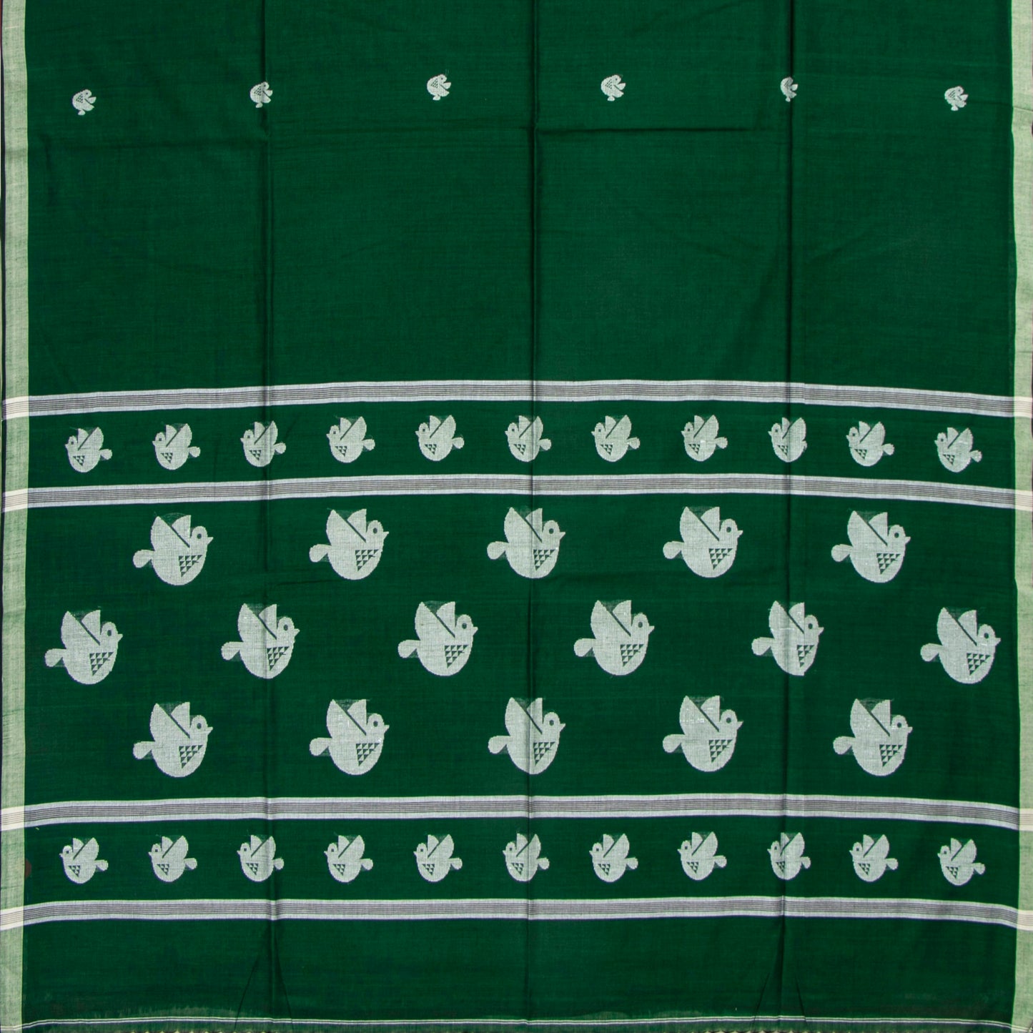 Green Dhakai Jamdani Khadi Mulmul Saree For Party Wear PV MJ 162
