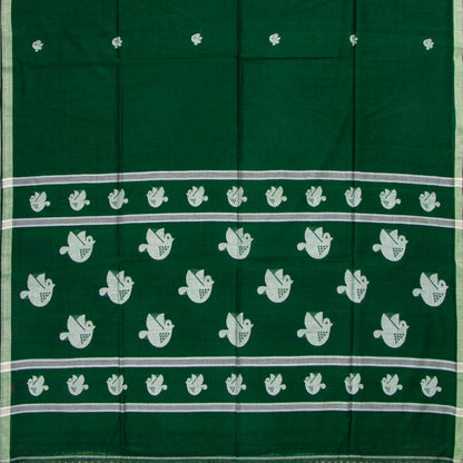 Green Dhakai Jamdani Khadi Mulmul Saree For Party Wear PV MJ 162