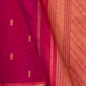 Pink Kanchipuram Silk Saree With Short Border Handwoven Pure Silk For Festive Wear PV J 410