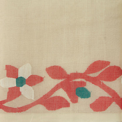 Off White Dhakai Jamdani Muslin Silk Saree For Party Wear PV MJ 167 - Dhakai Jamdhani - Panjavarnam PV MJ 167