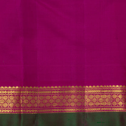 Blue And Magenta Kanchipuram Silk Saree With Short Border Handwoven Pure Silk For Festive Wear PV J 3693