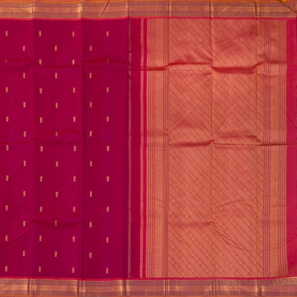 Pink Kanchipuram Silk Saree With Short Border Handwoven Pure Silk For Festive Wear PV J 410