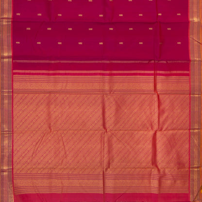 Pink Kanchipuram Silk Saree With Short Border Handwoven Pure Silk For Festive Wear PV J 410