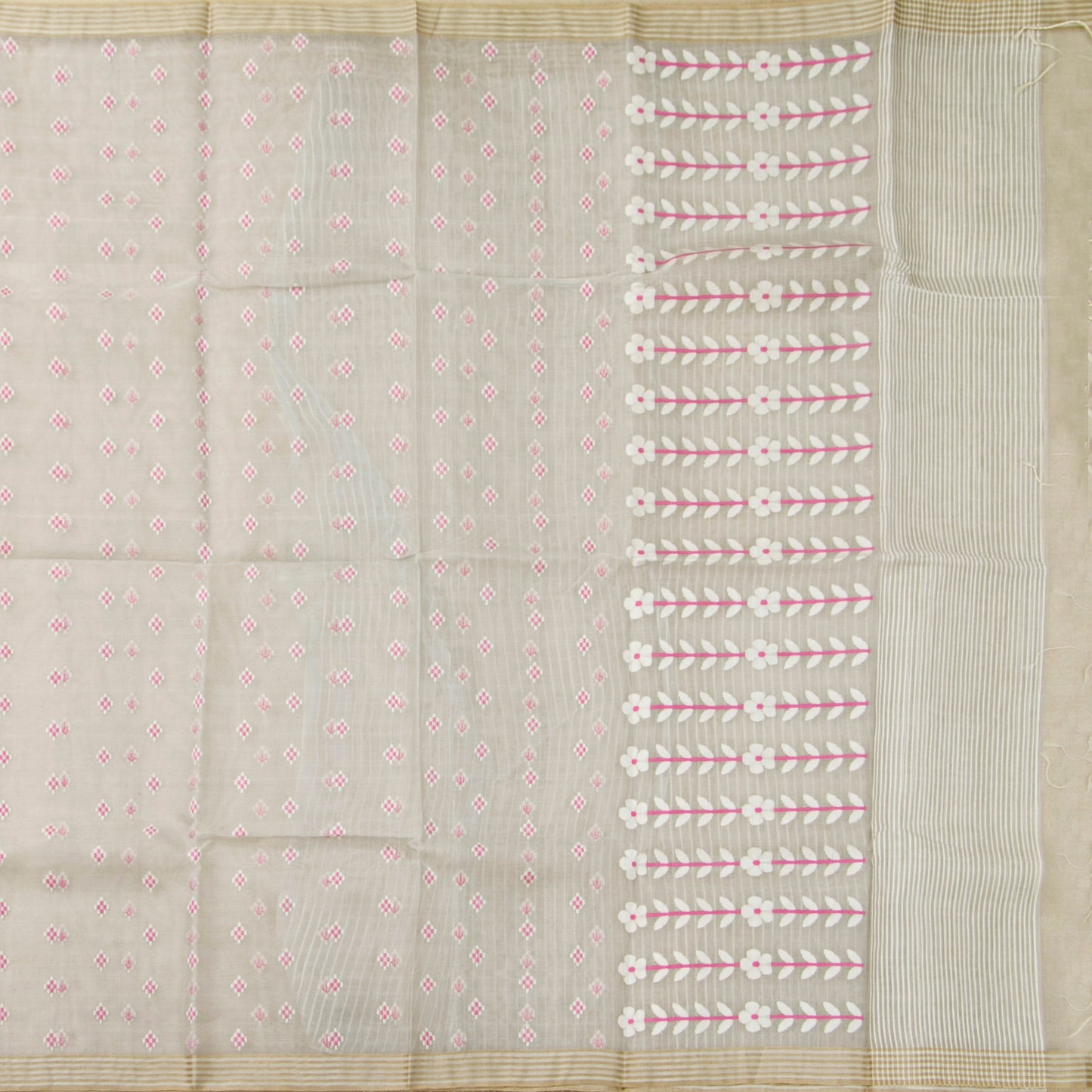 Grey Dhakai Jamdhani Muslin Silk Saree For Office Wear PV MJ 163