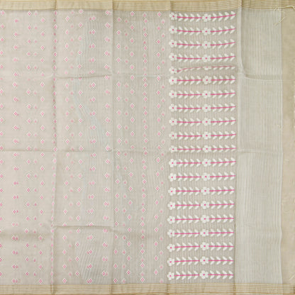 Grey Dhakai Jamdhani Muslin Silk Saree For Office Wear PV MJ 163